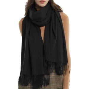 Women's Black Pashmina Shawl Wraps Cashmere Feel Winter Scarf Soft Warm Blanket